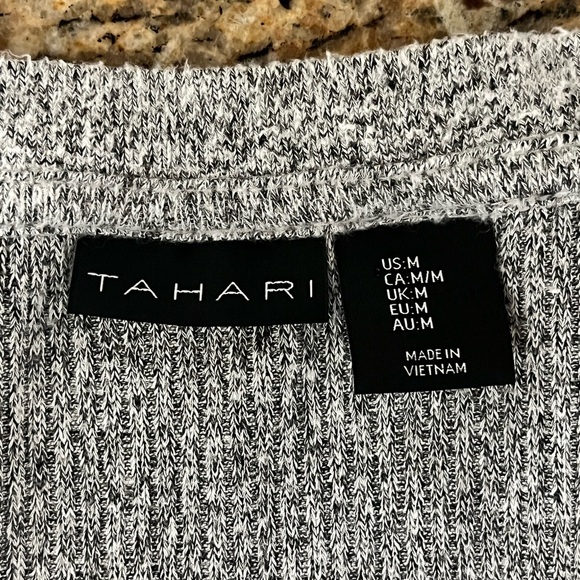 Tahari Grey Marled Snap Ribbed Cardigan Sweater Cropped Preppy Casual Grunge M - Picture 7 of 8